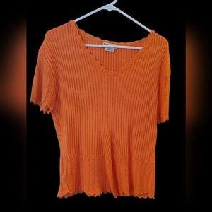 Faded Glory Women's XL Short Sleeve Knit Top Orange